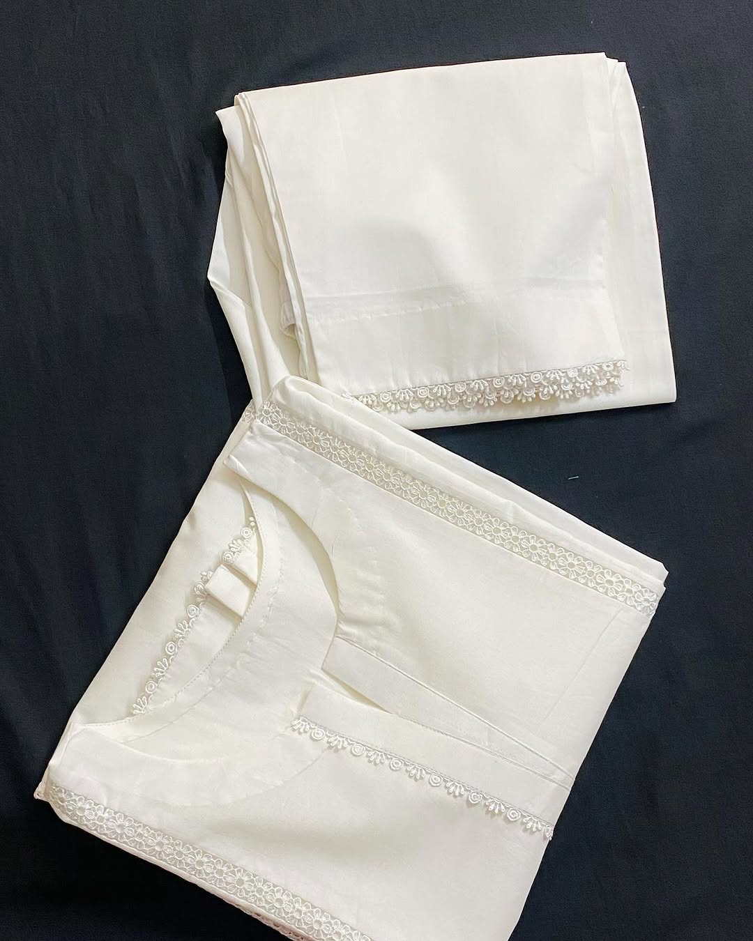 Sf 375 - White Lace Work Marina 2 Pc Stitched Suit