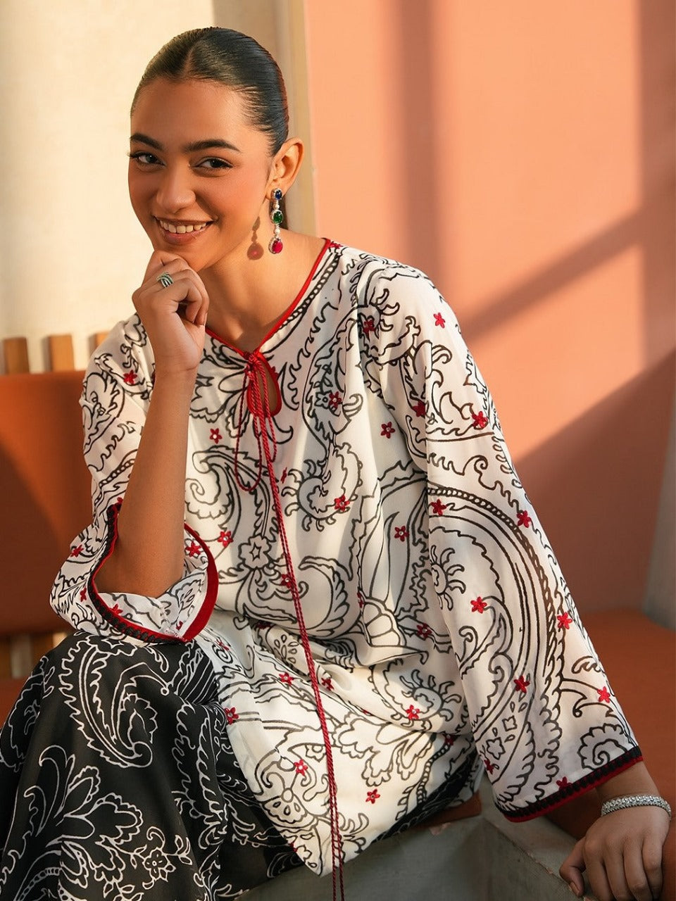 T588 - Mahira – Scarlet Touch Printed 3-Piece Suit