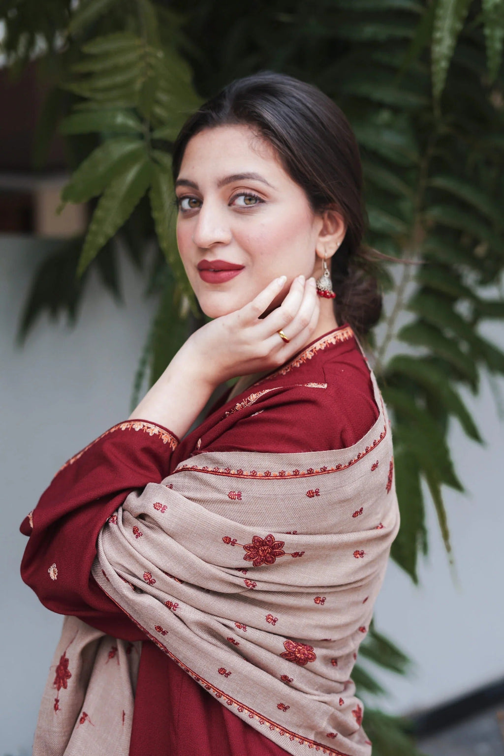 SF-350 Kashmiri Embroidered Maroon Suit