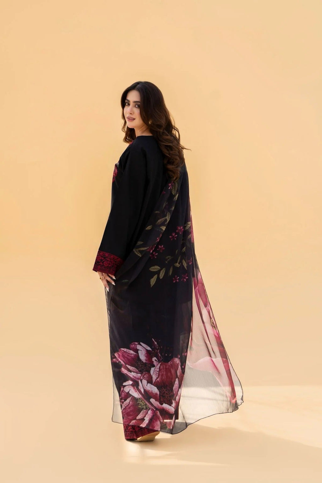 SF-394 Embroidered Black Marina Three Piece Dress