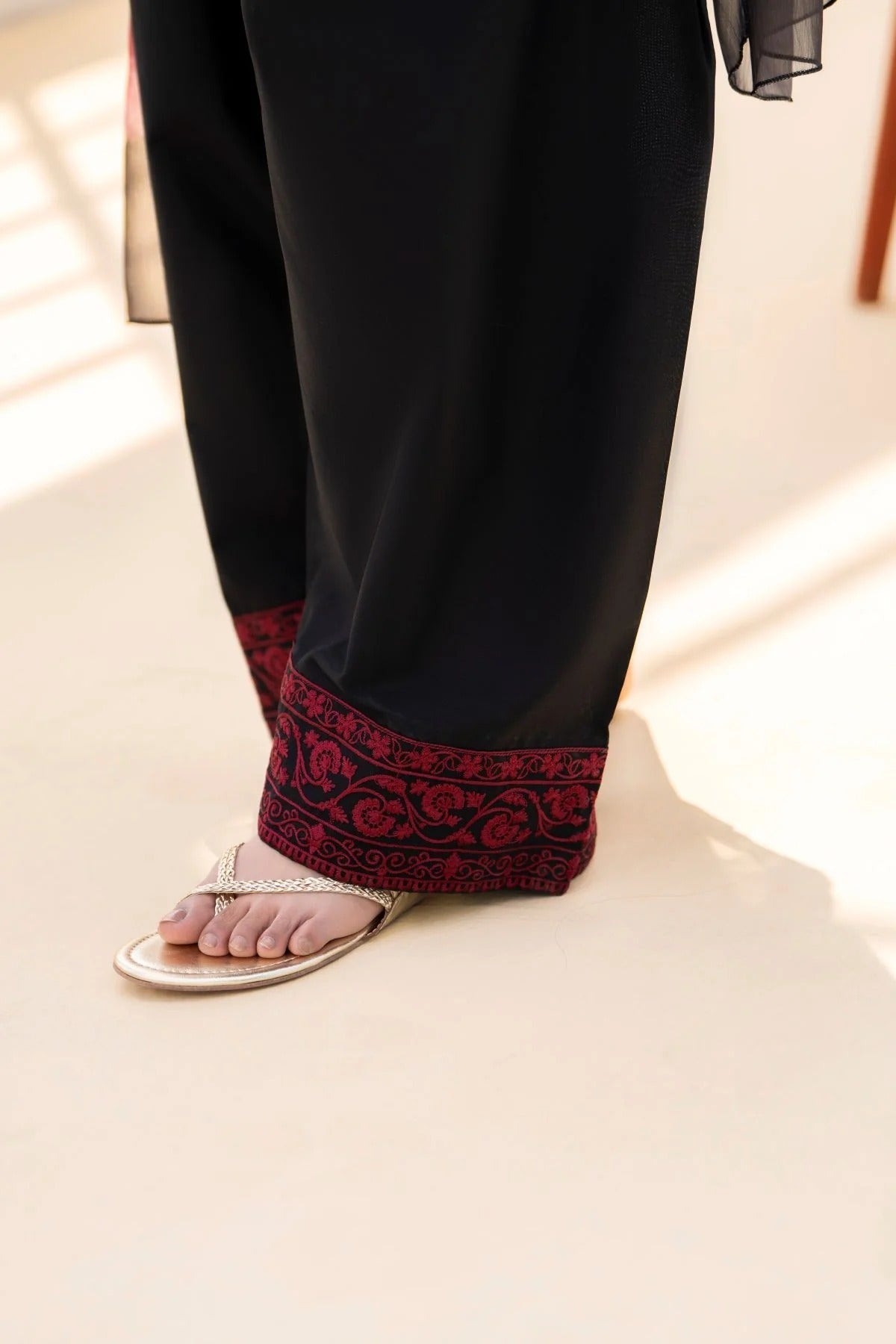 SF-394 Embroidered Black Marina Three Piece Dress